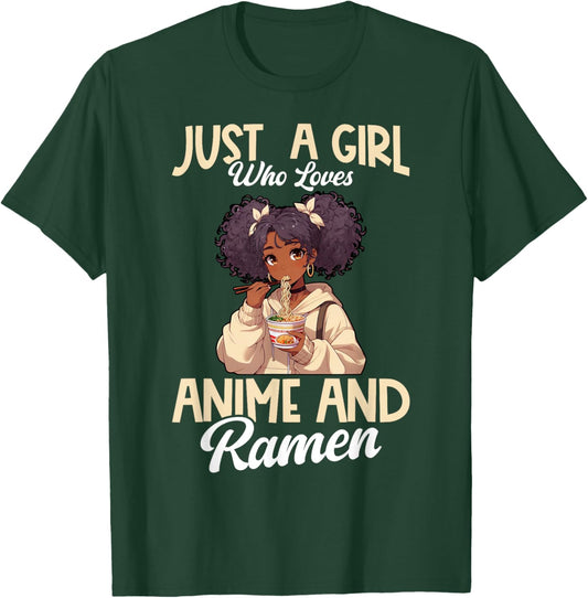 Just A Girl Who Loves Anime And Ramen African American T-Shirt - T-Shirt | Forest