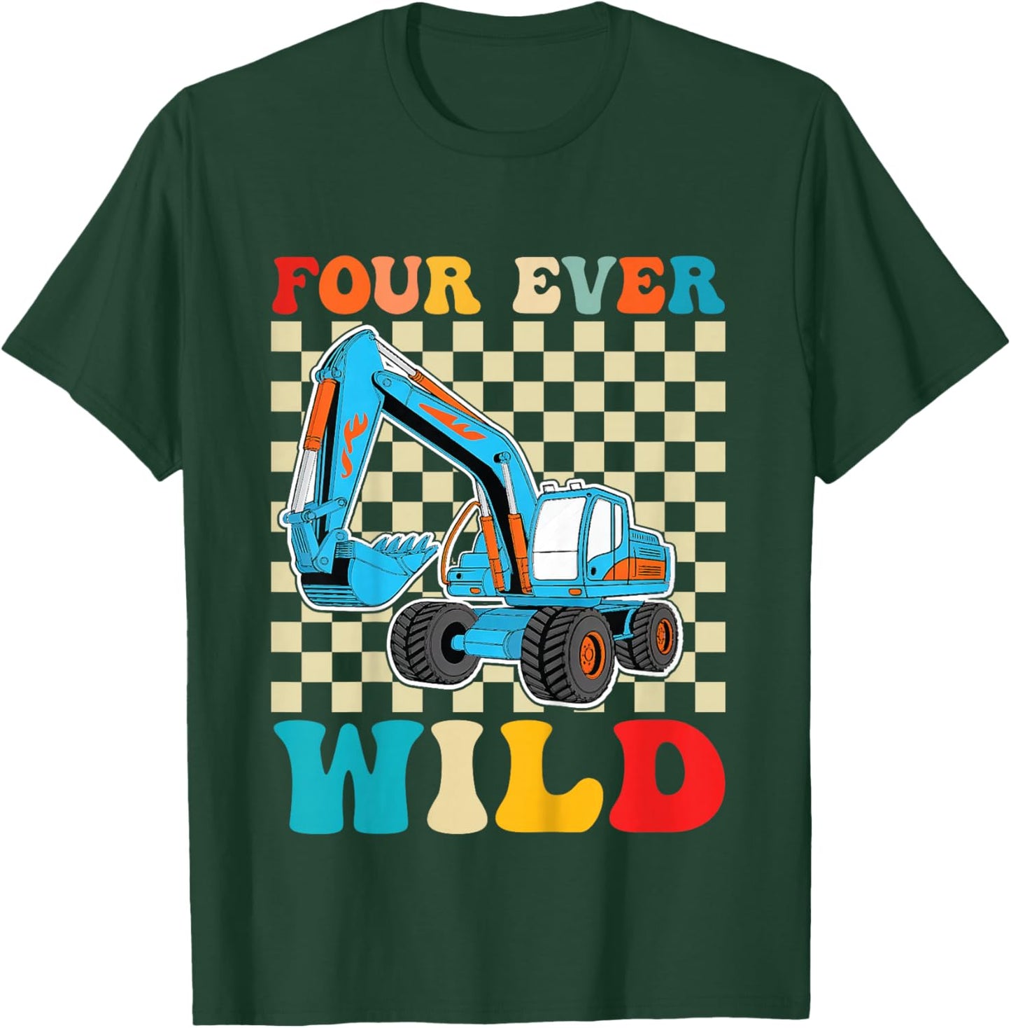 Four 4yr 4th Birthday Construction Boy 4 Years Old Boys T-Shirt - T-Shirt | Forest