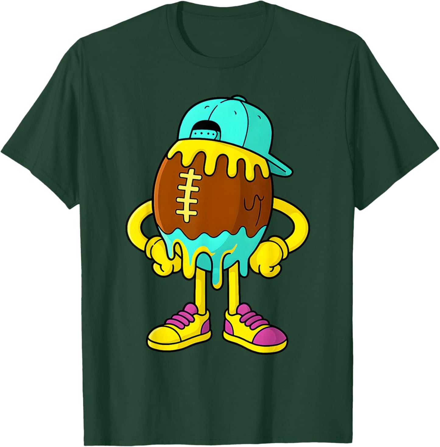 Football Drip Boys Football Ice Cream Drip Character T-Shirt - T-Shirt | Forest