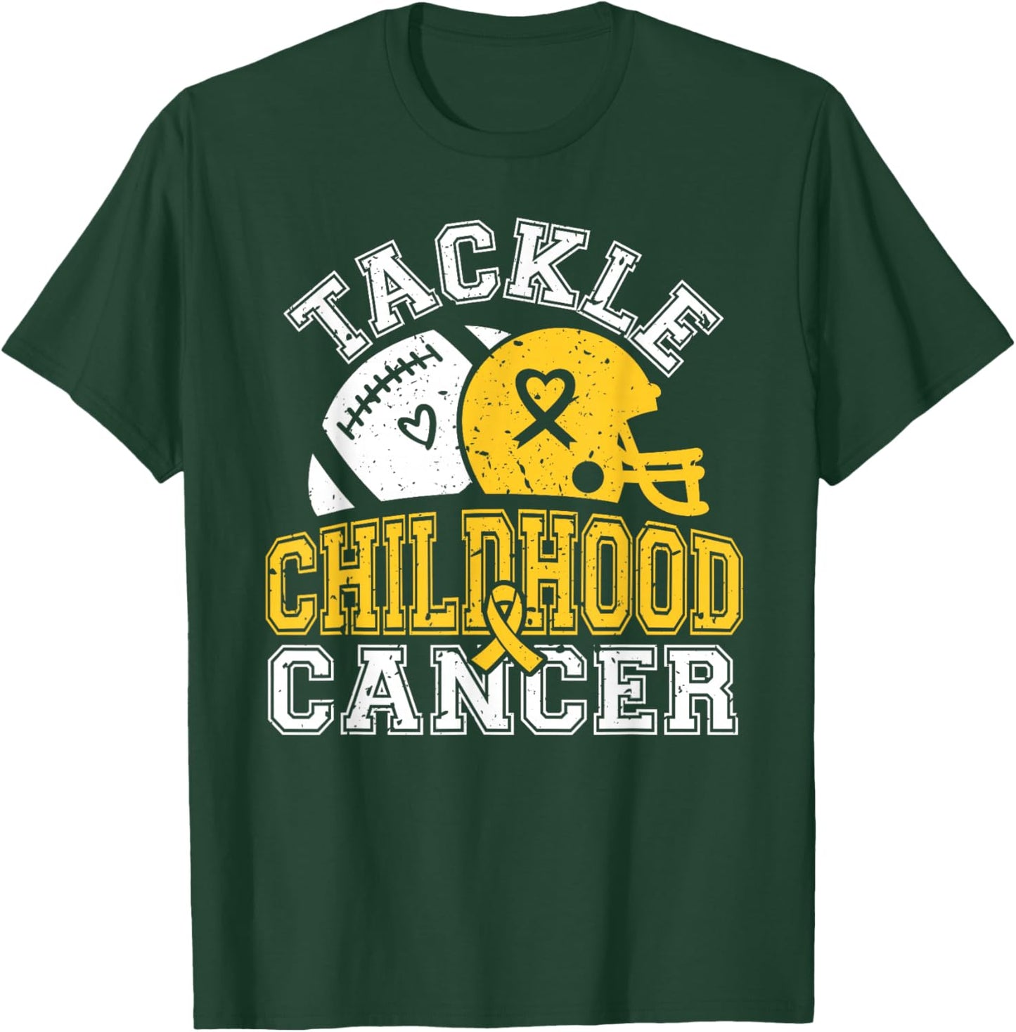 Tackle Childhood Cancer Football Childhood Cancer Awareness T-Shirt - T-Shirt | Forest