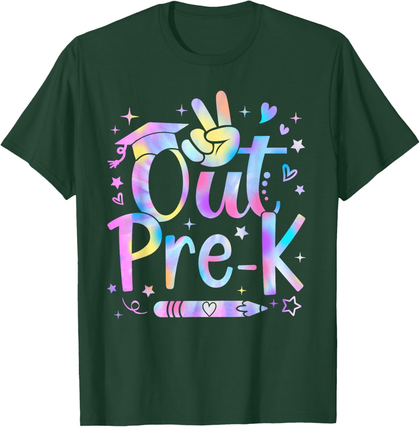 Peace Out Pre-K Cute Tie Dye Last Day Of School Boy Girl T-Shirt - T-Shirt | Forest