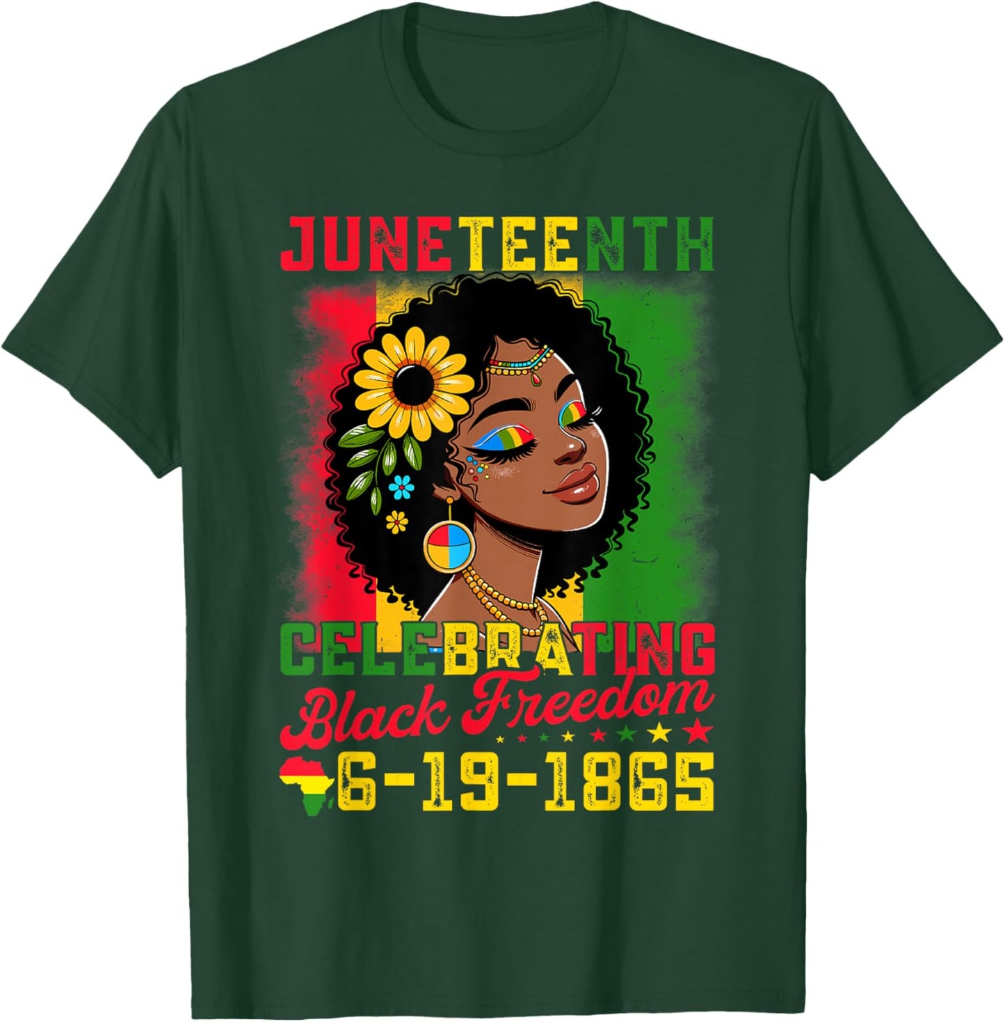 Juneteenth Shirts Women Celebrating Black Freedom Day 1865 T-Shirt - T-Shirt | Forest
