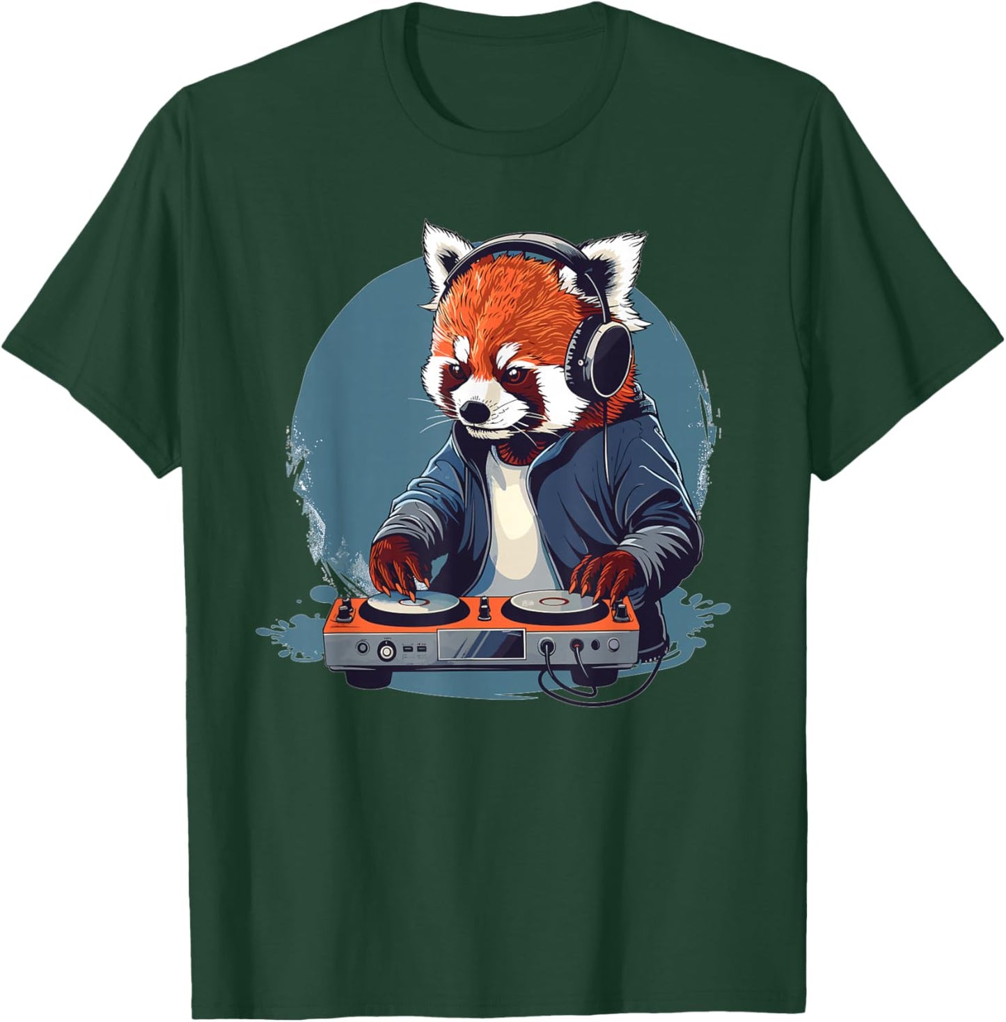Cartoon Red Panda DJ T-Shirt - T-Shirt | Forest