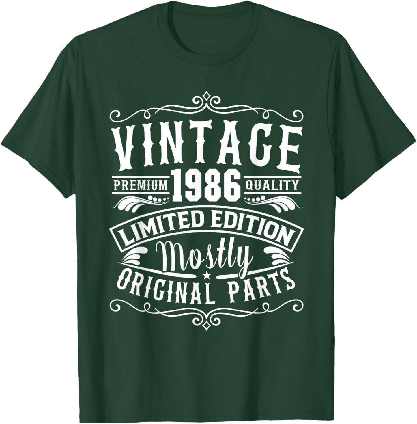 Born in 1986 Birthday, Vintage Mostly Original Parts Funny T-Shirt - T-Shirt | Forest