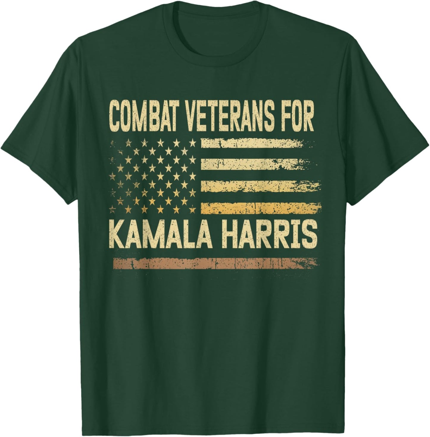 Combat Veterans For Kamala Harris Election USA Flag Military T-Shirt - T-Shirt | Forest