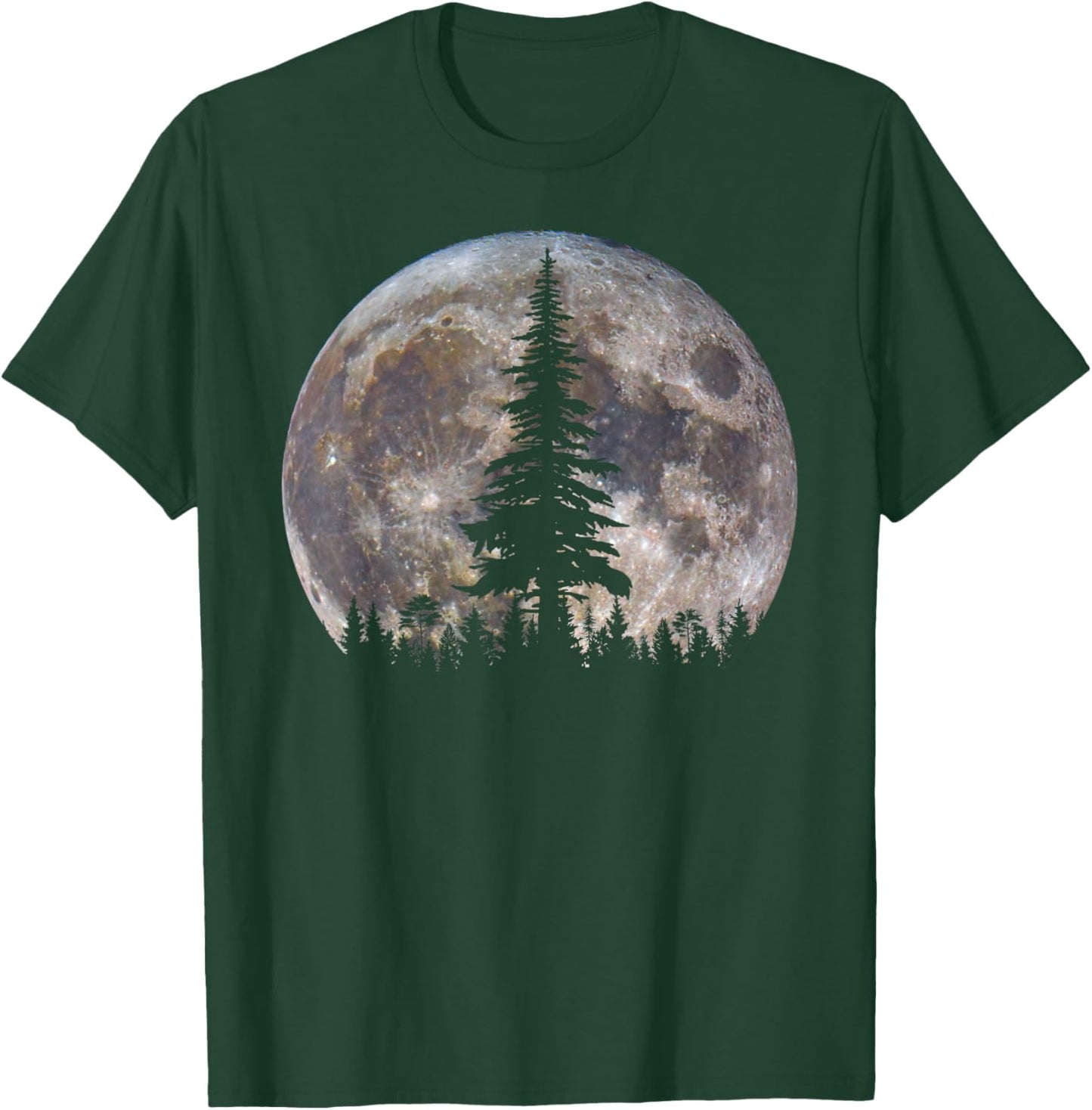 Retro Full Moon Minimalist Pine Tree Vintage Wildlife Trees T-Shirt - T-Shirt | Forest