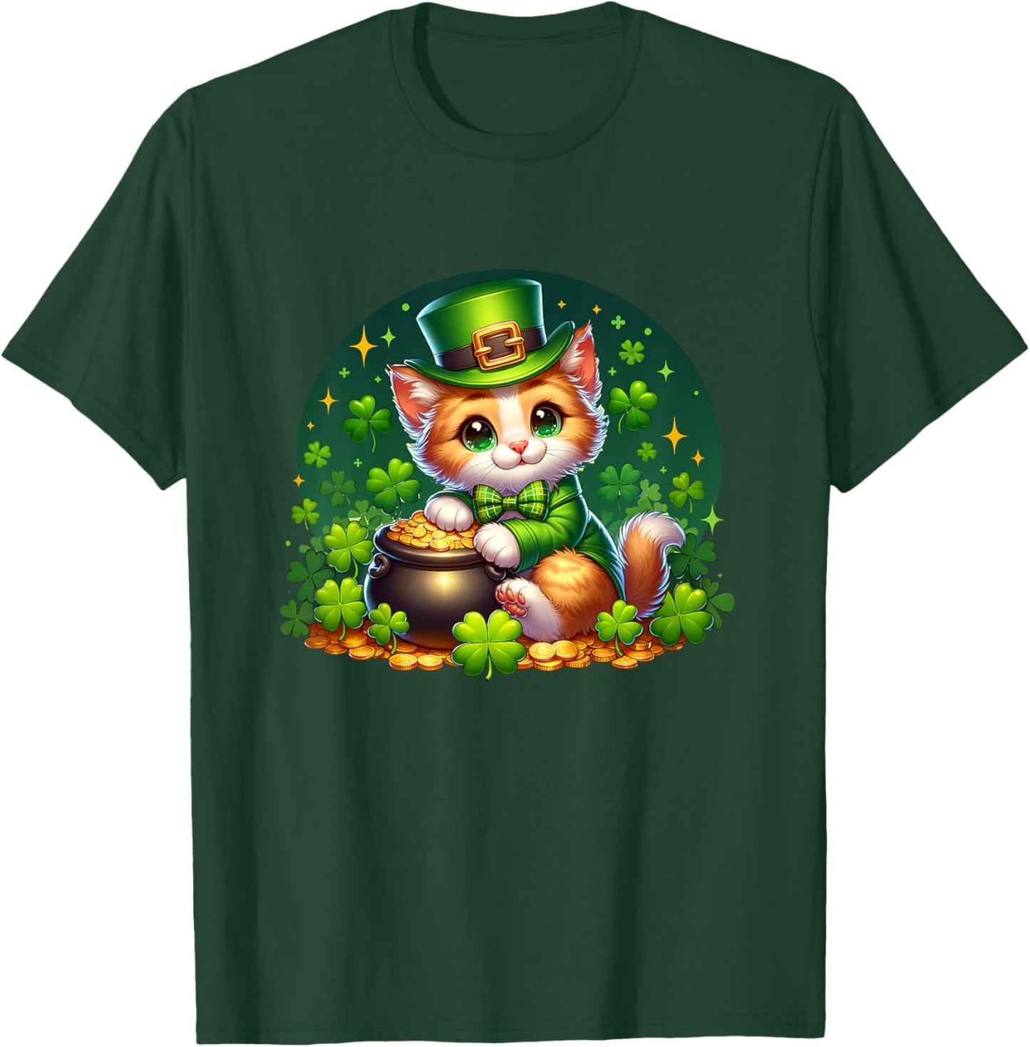 Kids St. Patrick's Day Cat Leprechaun Kitten Irish Toddler Girls T-Shirt - T-Shirt | Forest