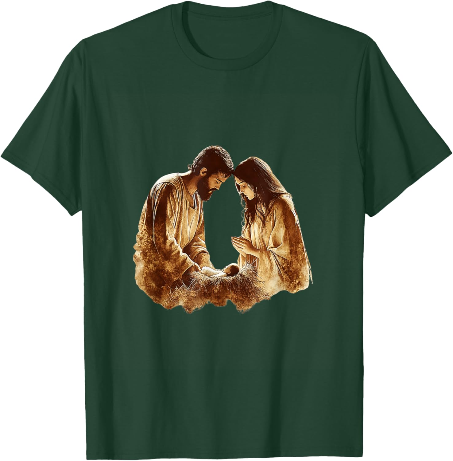 Vintage Nativity Scene Christmas Art T-Shirt - T-Shirt | Forest