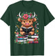 Bookworm Cute Baby Highland Cow Reading Book T-Shirt - T-Shirt | Forest