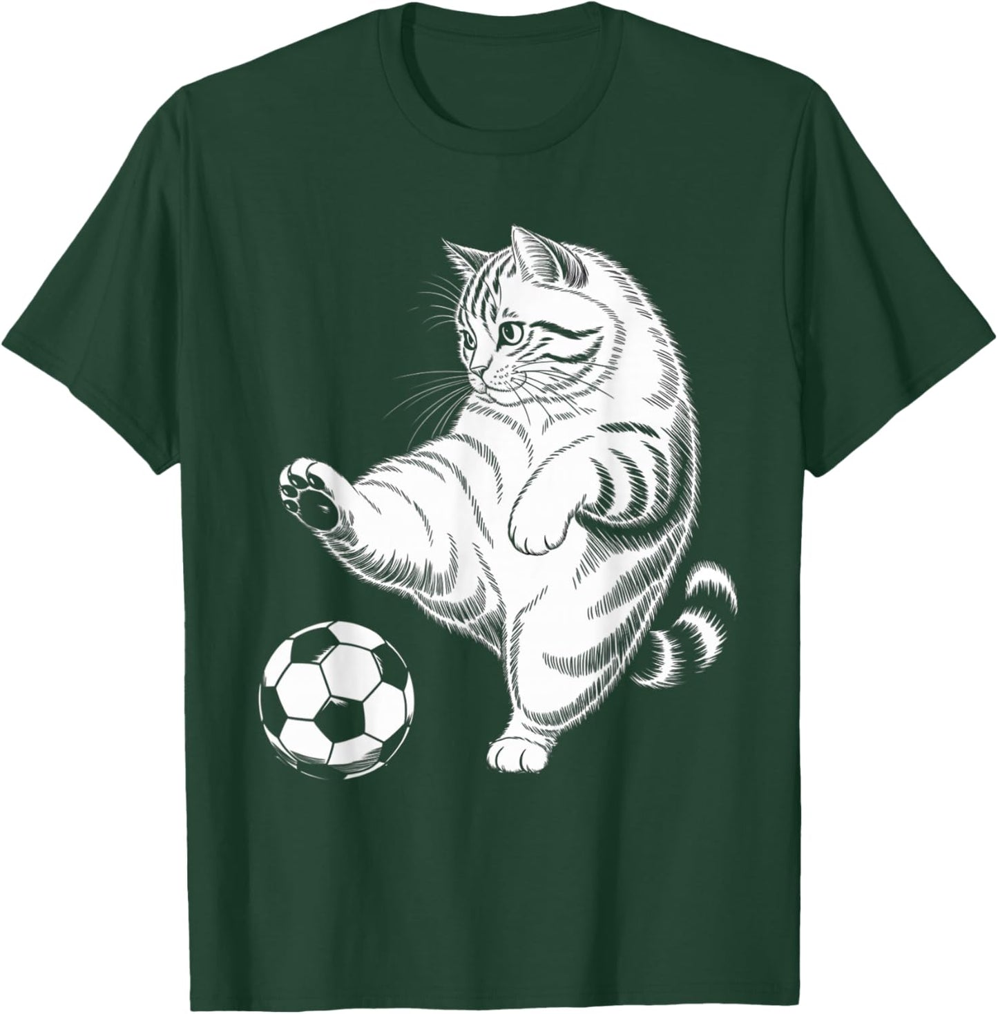 Funny Cat Soccer Ball Graphic T-Shirt - T-Shirt | Forest