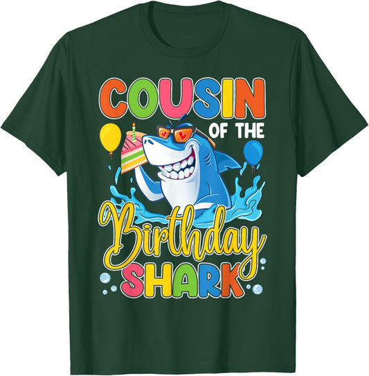 Funny Cousin Of The Shark Birthday Animal Lover Boys Girls T-Shirt - T-Shirt | Forest