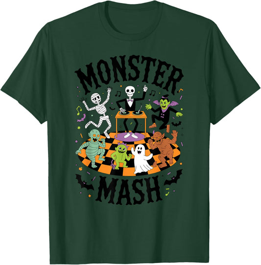 Monster Mash Halloween Party Dancing Monsters DJ Skeleton T-Shirt - T-Shirt | Forest