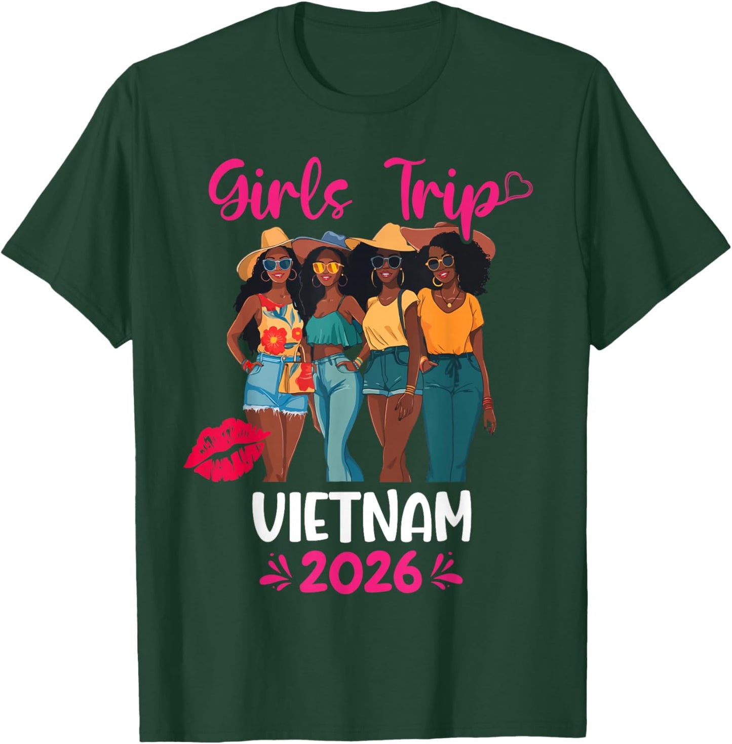 Black Girls Trip Vietnam 2026 Vacation Matching T-Shirt - T-Shirt | Forest