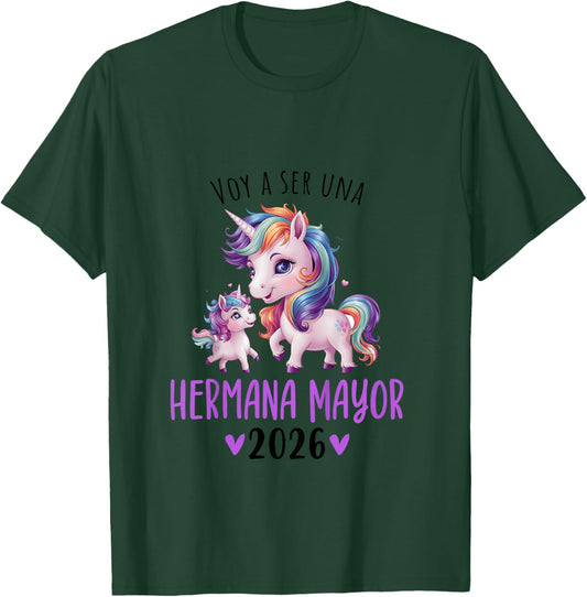 Hermana Mayor 2026 Promoted To Big Sister 2026 in Spanish T-Shirt - T-Shirt | Forest