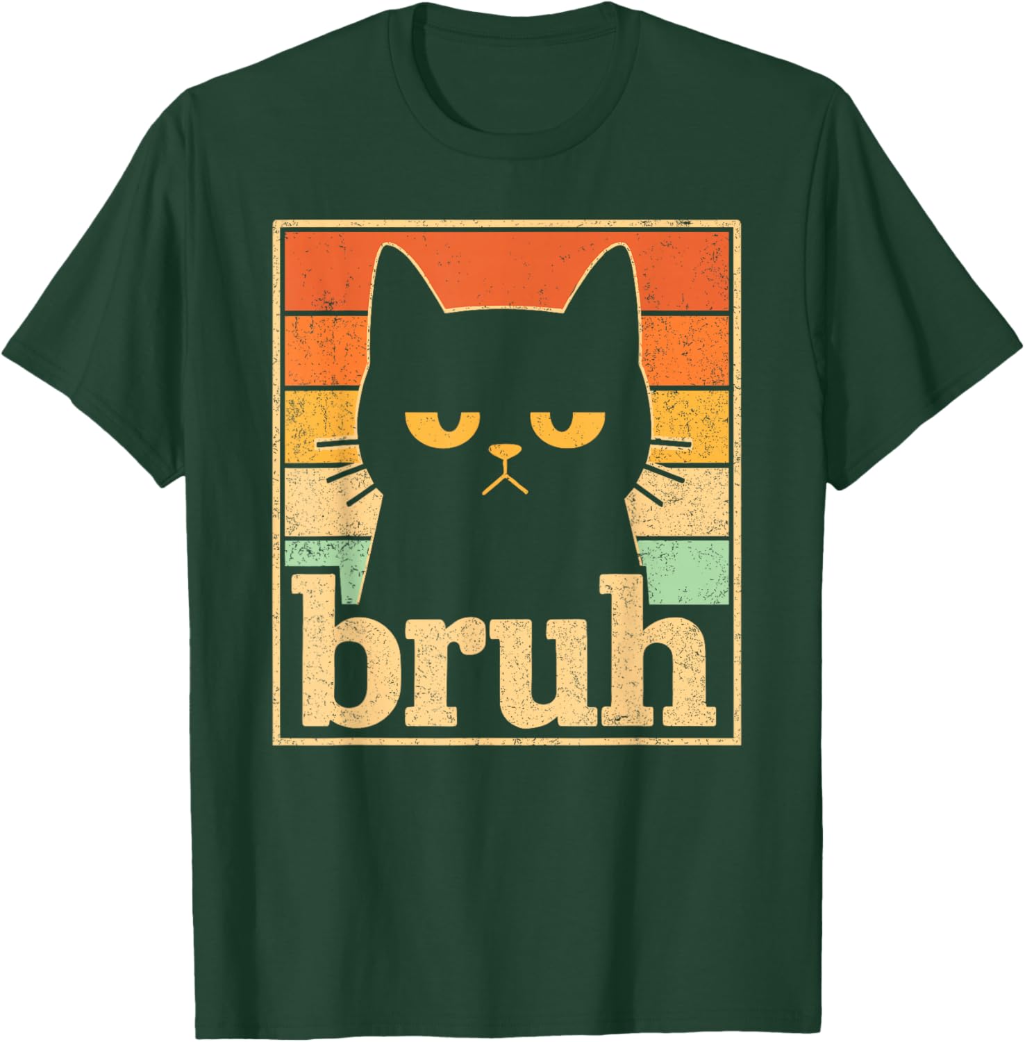 Bruh Cat Meme Graphic – Funny Cat Retro Meme for Teens T-Shirt - T-Shirt | Forest