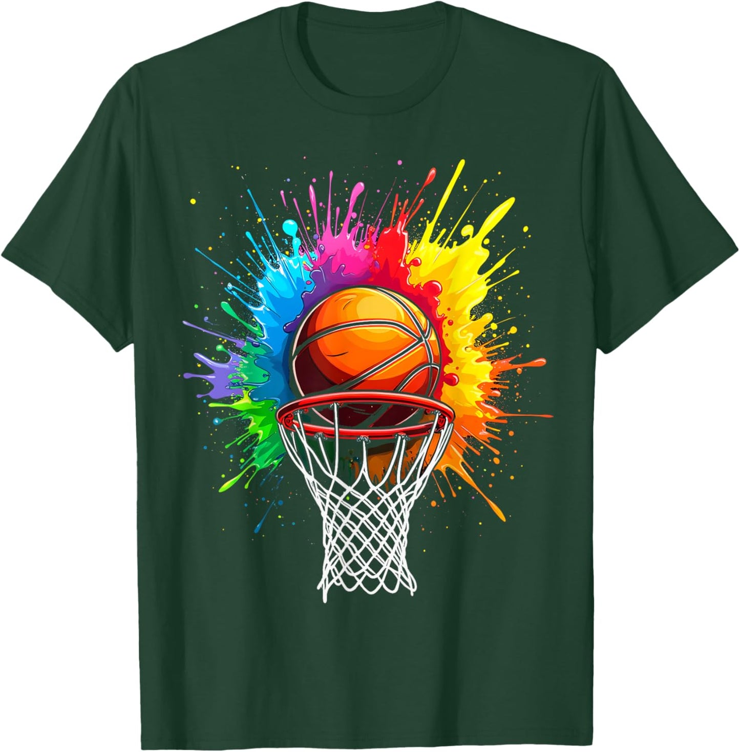 Basketball Hoop Color Art T-Shirt - T-Shirt | Forest