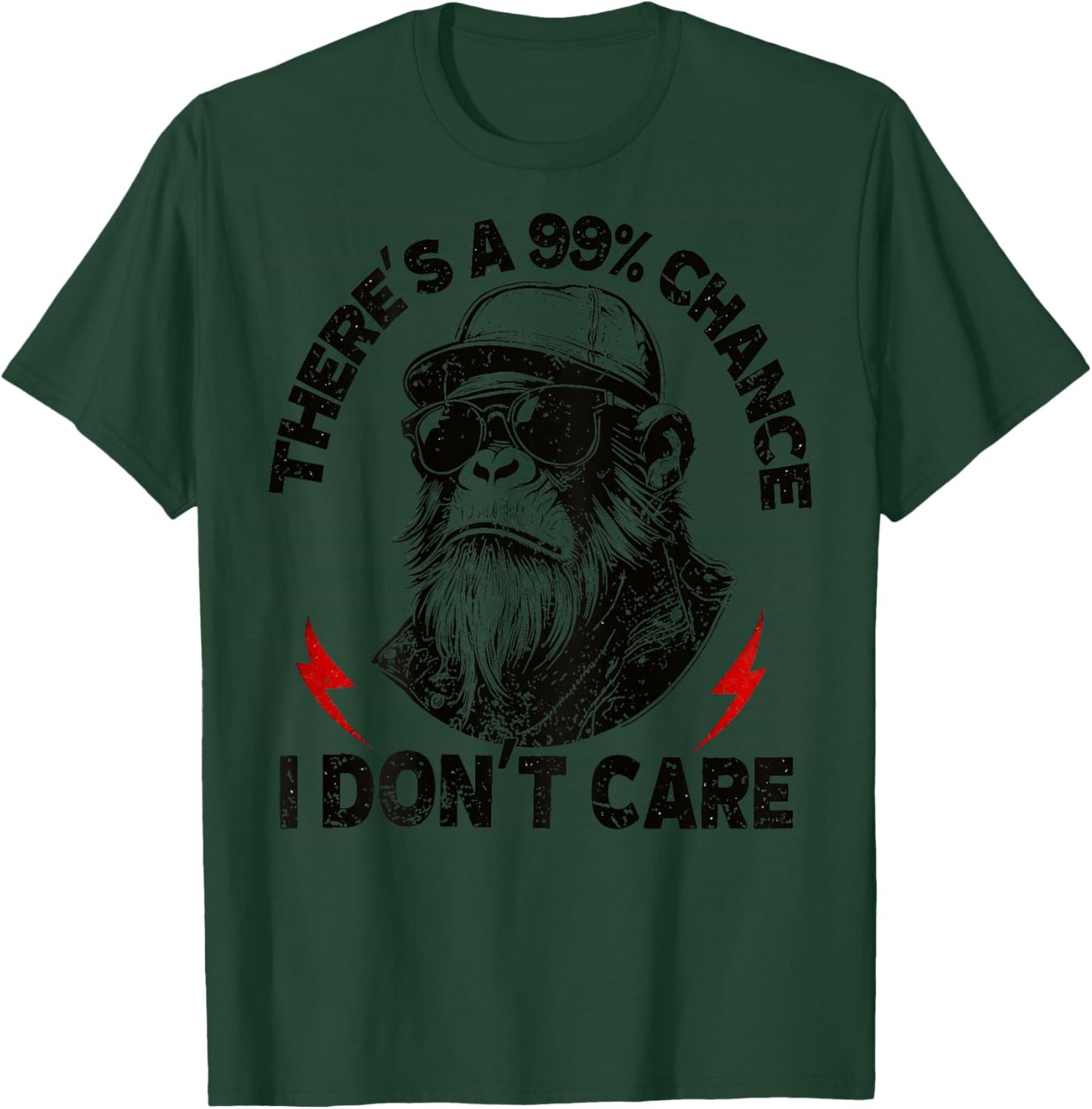 (ON Back) There's A 99% Chance I Don't Care Funny Monkey Men T-Shirt - T-Shirt | Forest