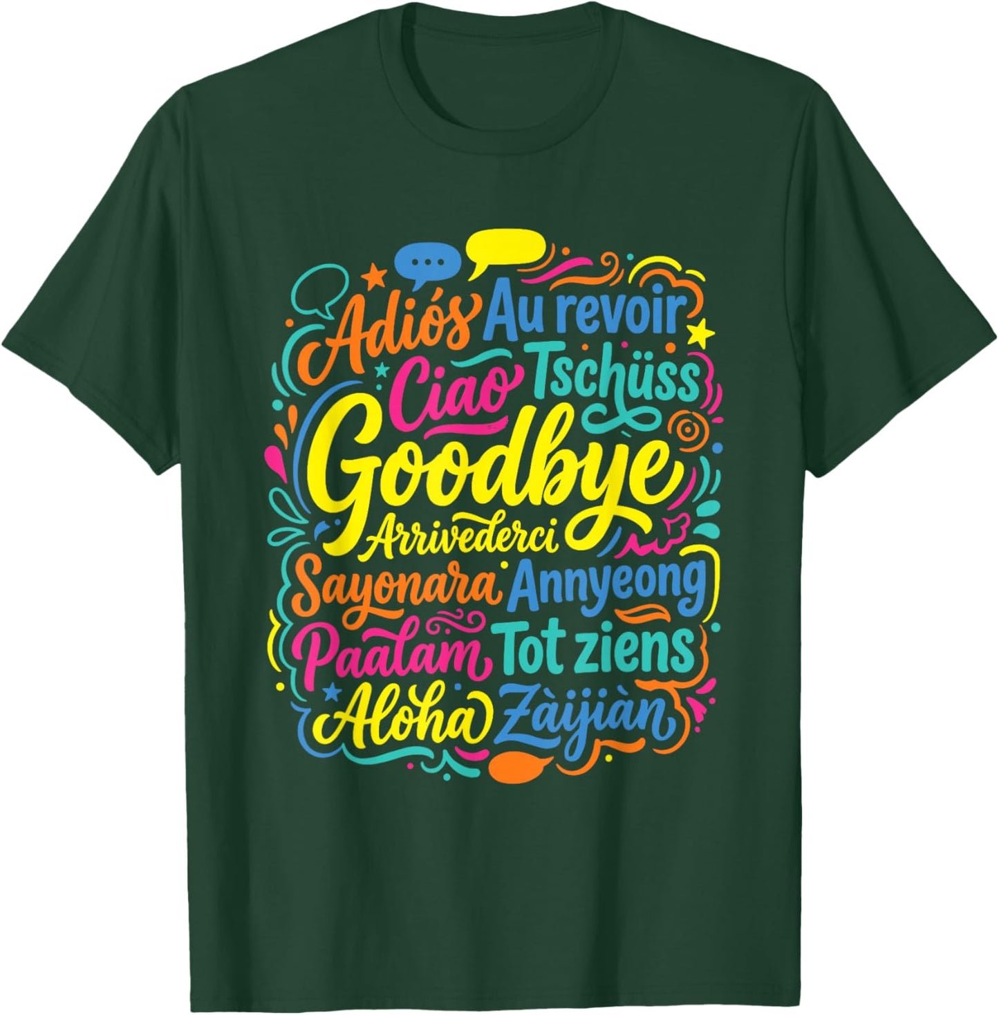 Goodbye in Different Languages Farewell Travel T-Shirt - T-Shirt | Forest
