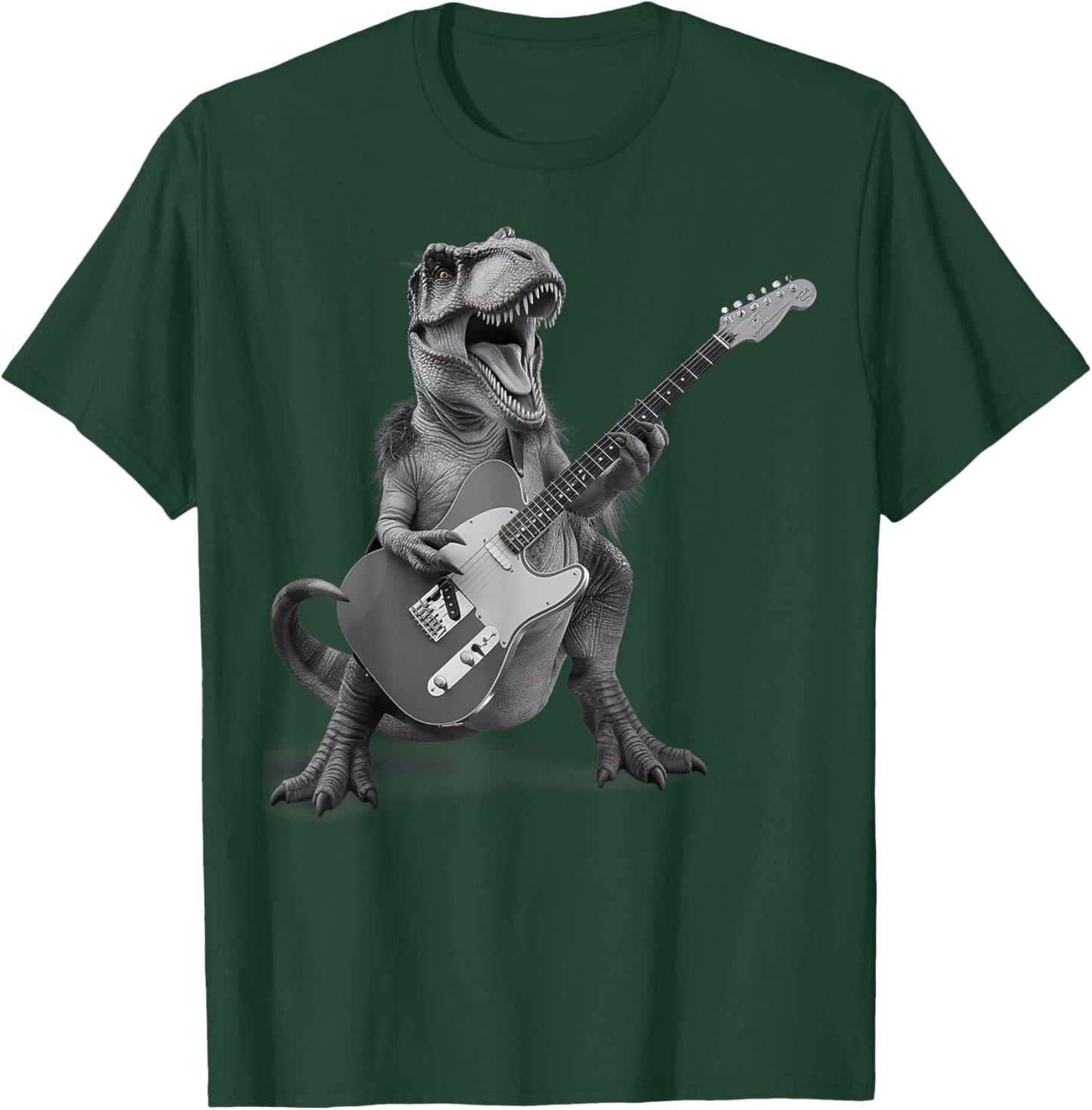 T Rex Playing Guitar Rock and Roll Dino Gifts Men Women Kid T-Shirt - T-Shirt | Forest
