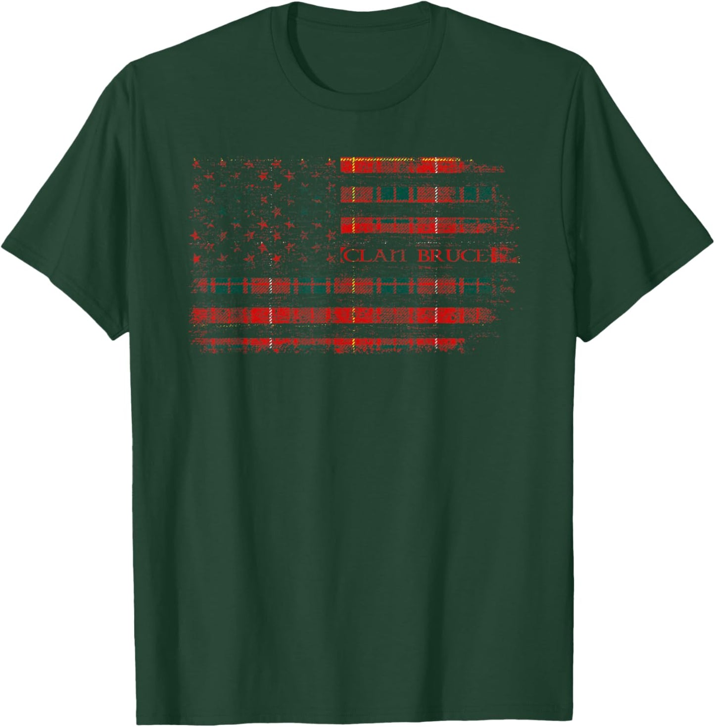 Clan Bruce Scottish tartan US flag kilt Scotland T-Shirt - T-Shirt | Forest