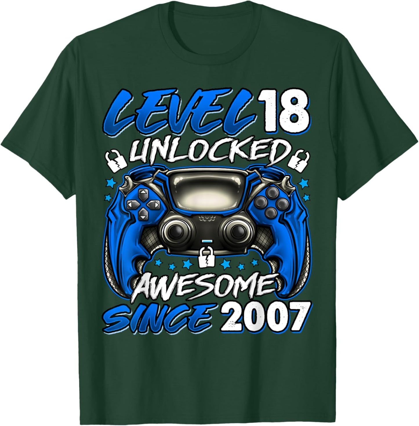 Level 18 Unlocked 18 Year Old Gifts Boys 18th Birthday Boy T-Shirt - T-Shirt | Forest