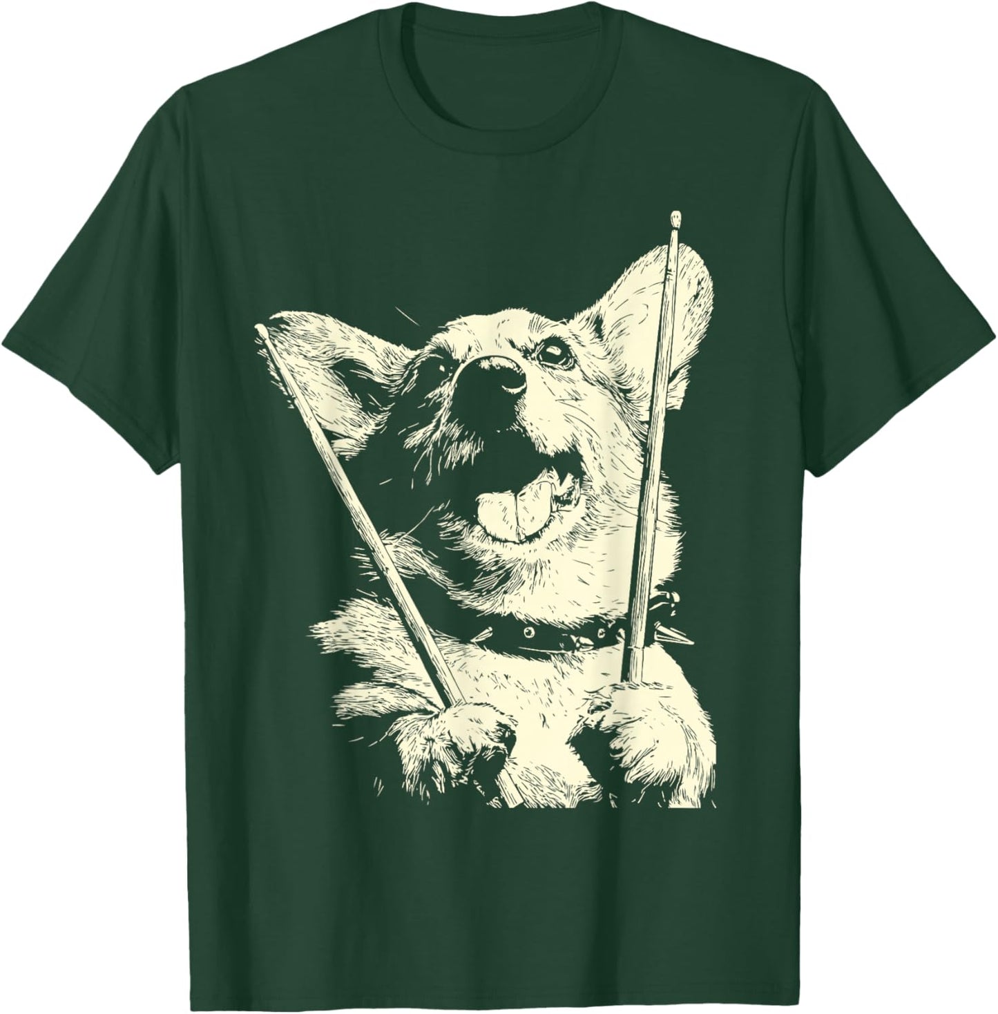 Corgi Playing Drums Funny Musician Dog Drummer Punk T-Shirt - T-Shirt | Forest