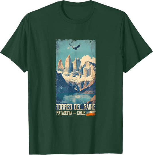 Vintage Torres del Paine National Park: Towers and Condor T-Shirt - T-Shirt | Forest