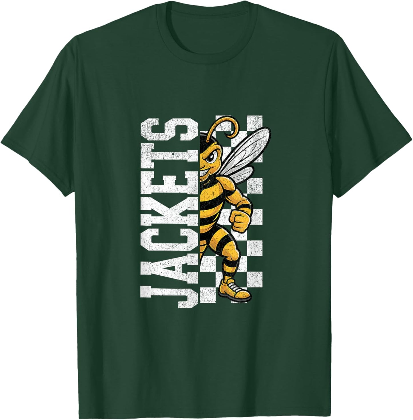 Fierce Yellow Jacket Half Mascot Design T-Shirt - T-Shirt | Forest