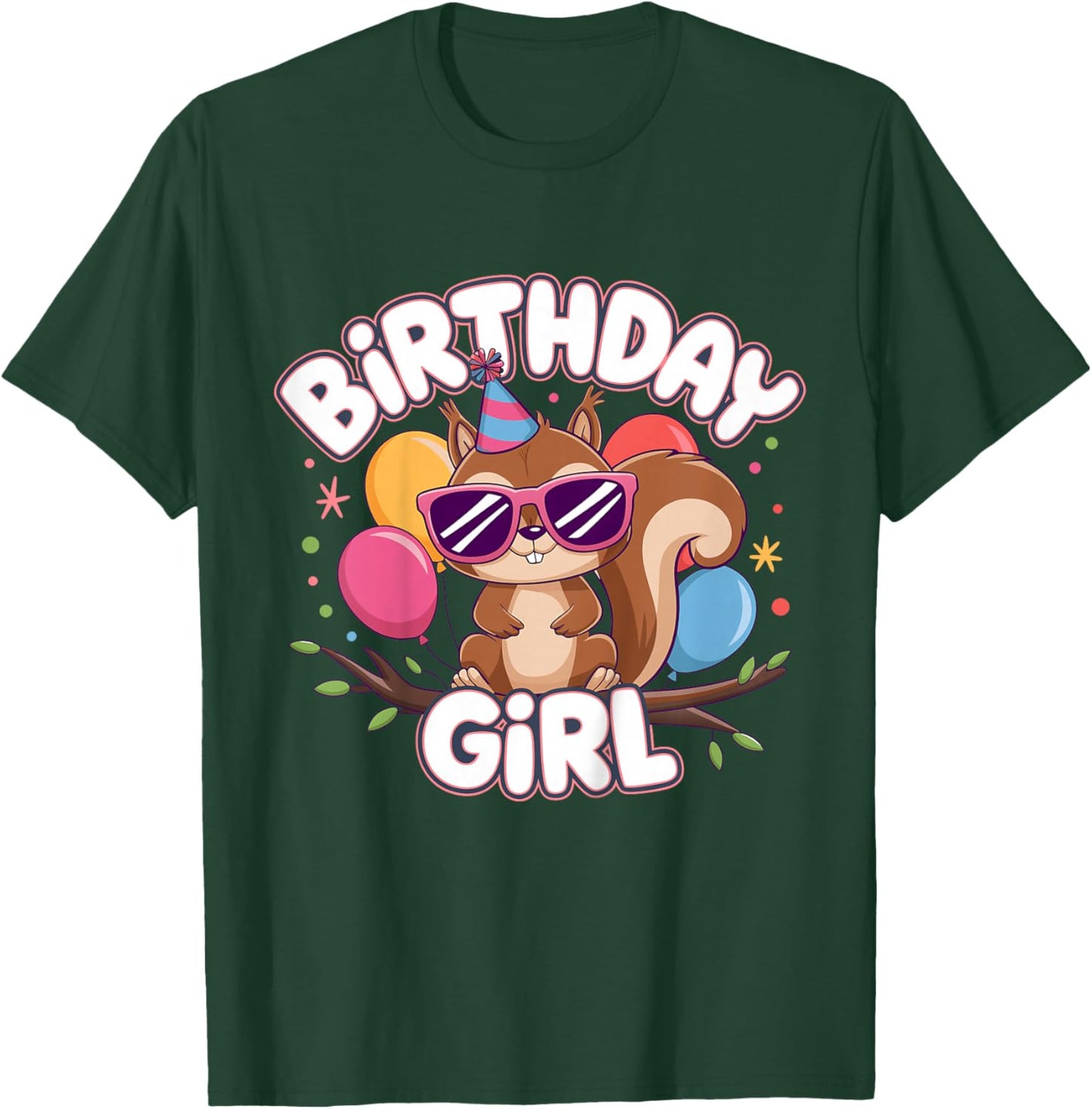 Kids Birthday Girl Squirrel Kids T-Shirt - T-Shirt | Forest
