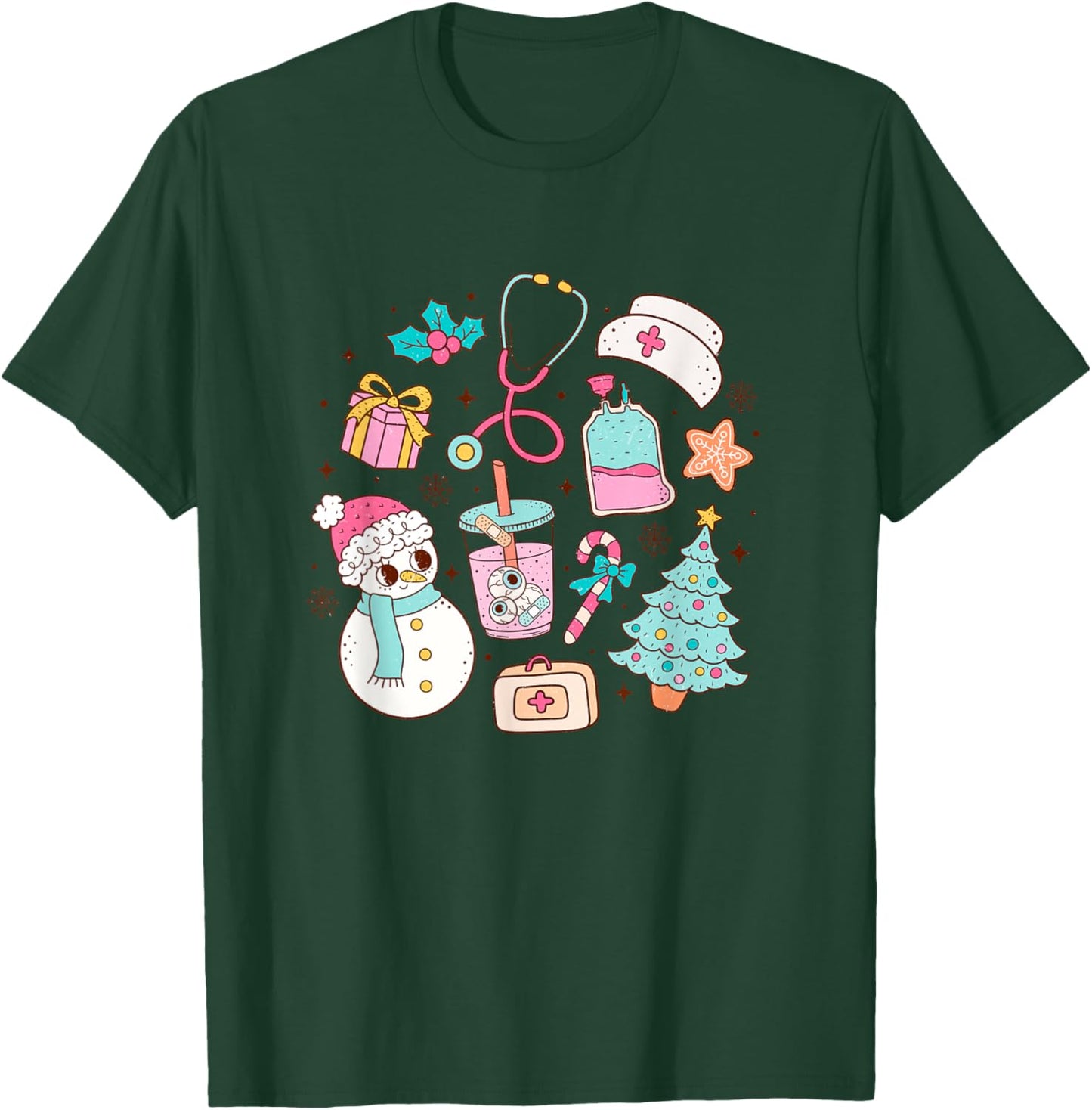 Cute Matching Christmas Nurse Medical T-Shirt - T-Shirt | Forest
