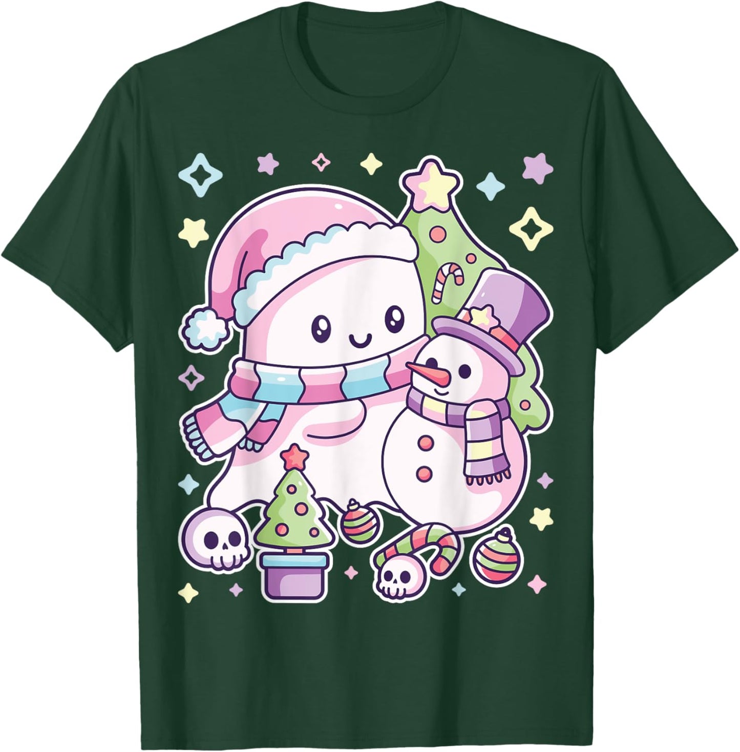 Christmas Ghost Lil Boo Xmas Girls Kids Toddler Pastel T-Shirt - T-Shirt | Forest