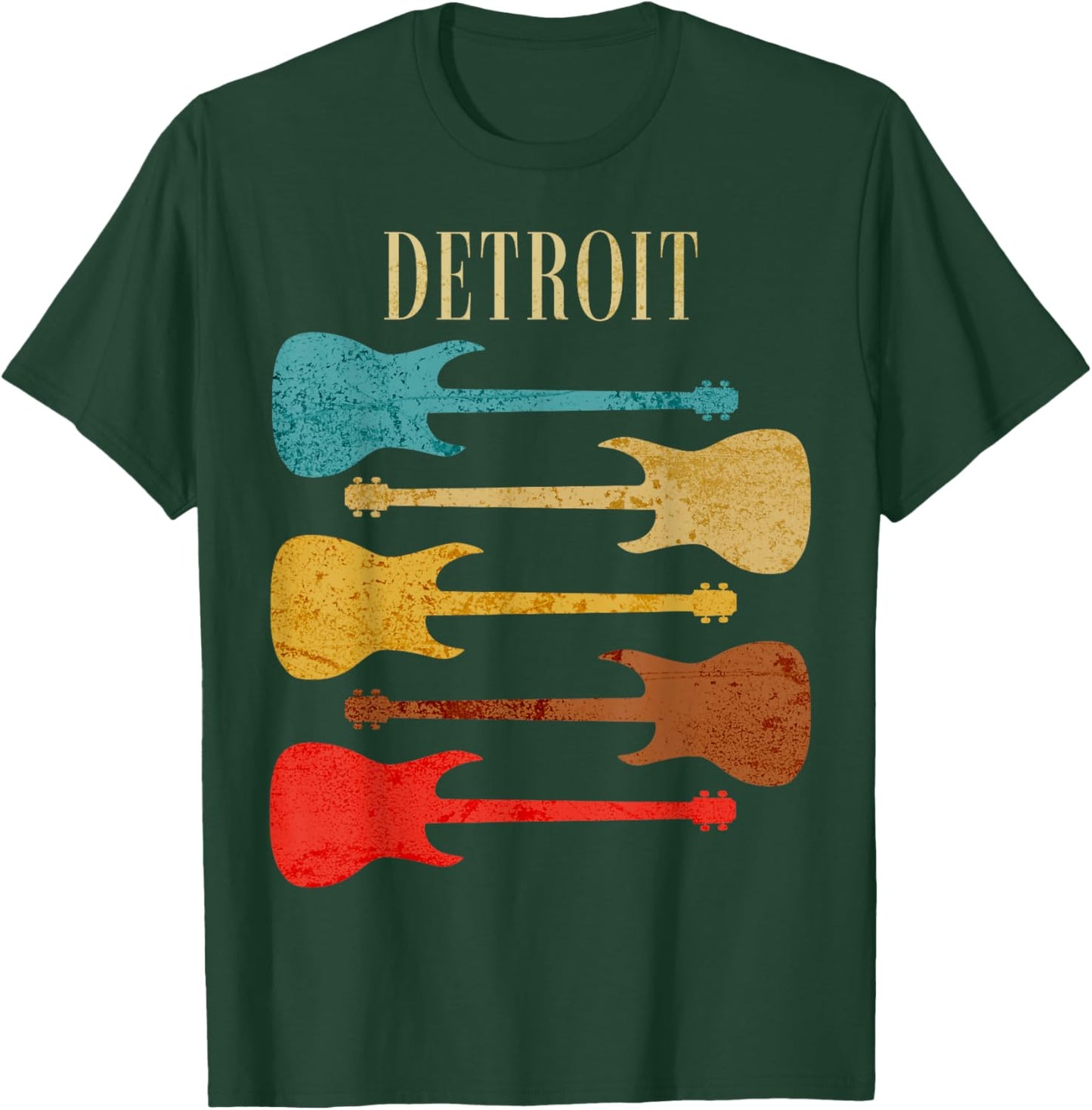 Detroit Concert Rock Music Festival Guitars Michigan T-Shirt - T-Shirt | Forest