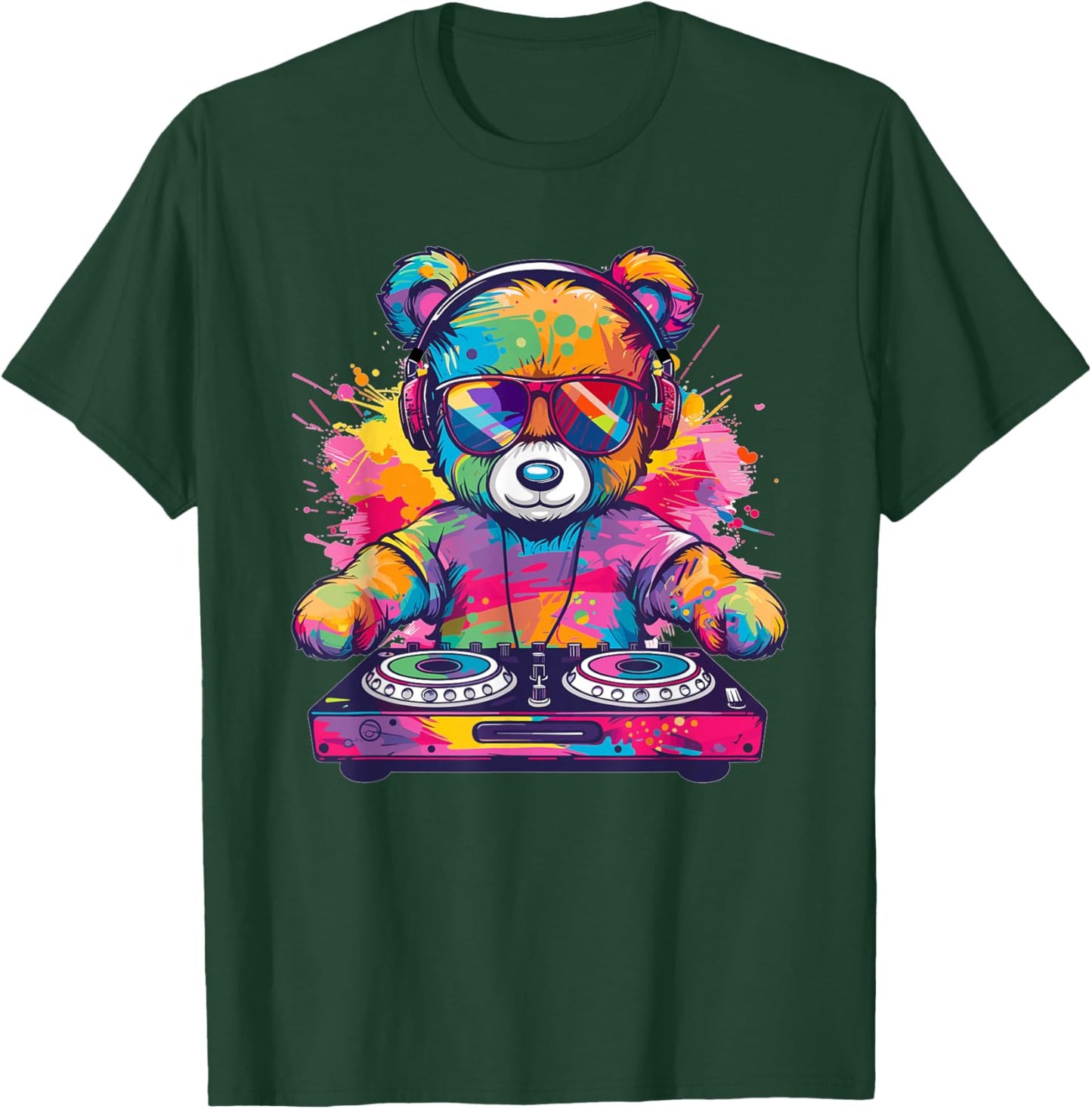 Cartoon Teddy DJ T-Shirt - T-Shirt | Forest