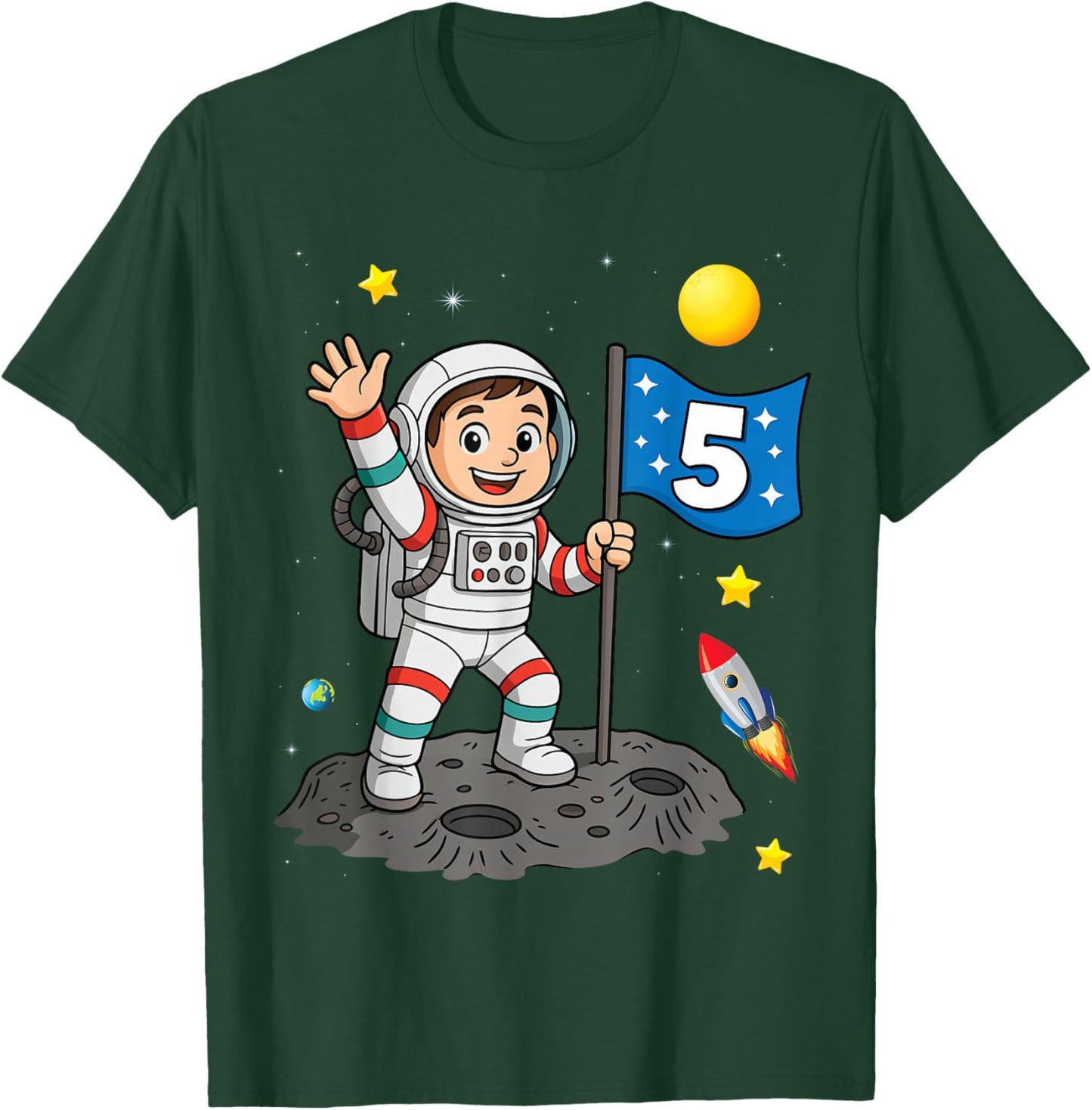 5th Birthday Astronaut All Space Boy 5th Birthday T-Shirt - T-Shirt | Forest