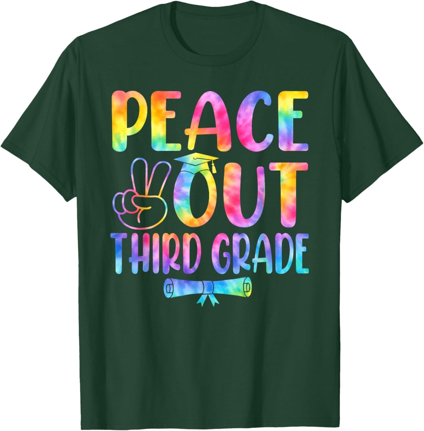 Peace Out Third Grade Tie Dye Graduation Last Day of School T-Shirt - T-Shirt | Forest