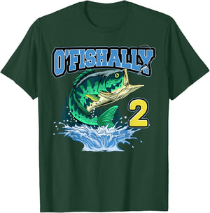 Retro O’Fishally 2 Fishing 2nd Bday 2 Years Old T-Shirt - T-Shirt | Forest