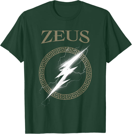 Zeus Greek God Lightning Bolt Symbol T-Shirt - T-Shirt | Forest