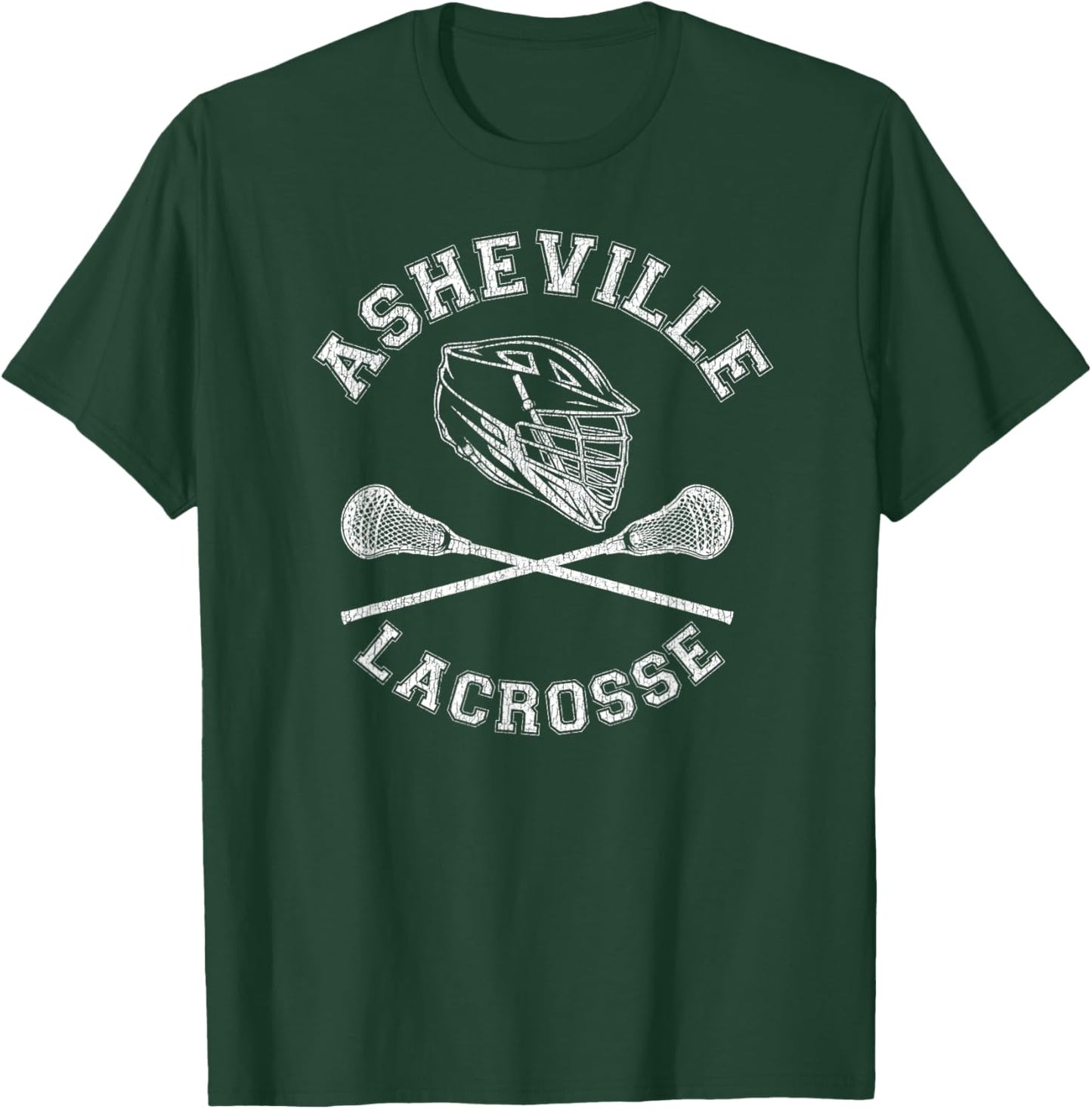 Asheville Lacrosse Vintage Distressed Retro Lax T-Shirt - T-Shirt | Forest