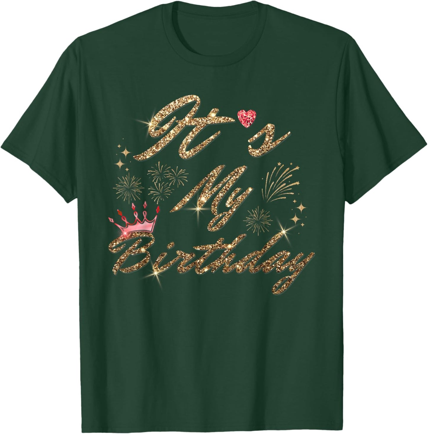 It's My Birthday Cute Red Crystal Heart Birthday Girl Women T-Shirt - T-Shirt | Forest