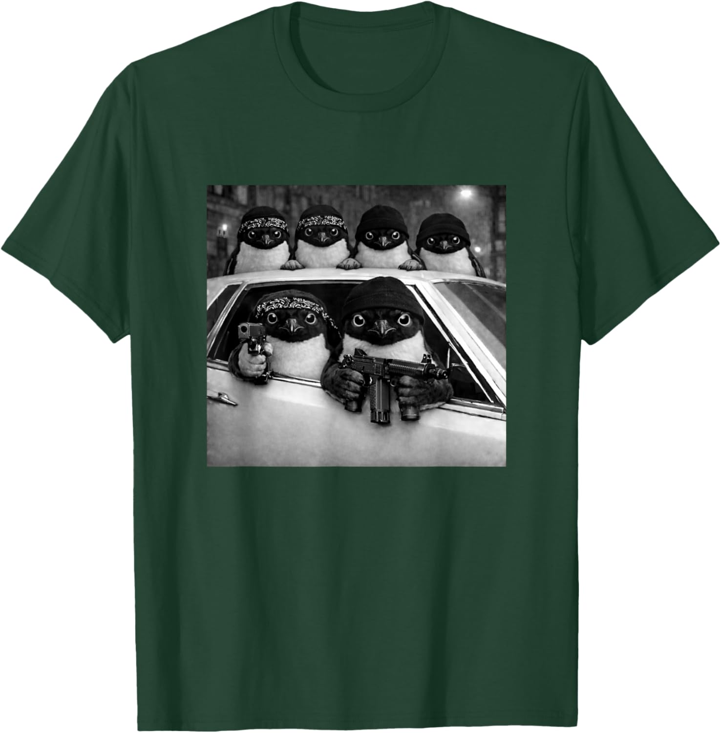 Funny Penguin Retro Gangster Squad Urban Street Streetwear T-Shirt - T-Shirt | Forest