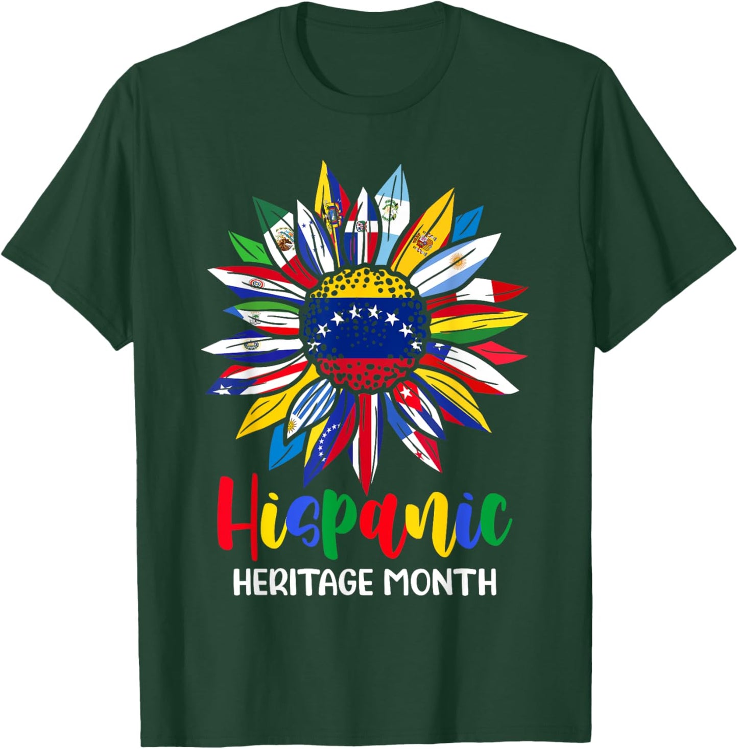 Hispanic Heritage Month Venezuela Flag Sunflower Latino Flag T-Shirt - T-Shirt | Forest