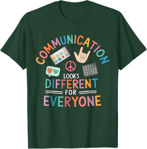 Communication Looks Different, Autism Speech Therapy Teacher T-Shirt - T-Shirt | Forest