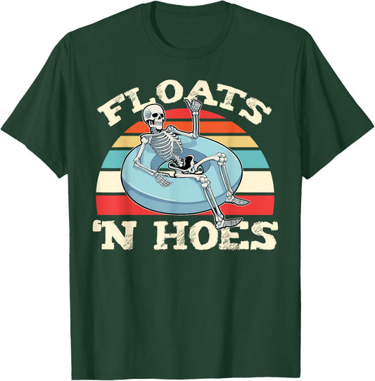 Vintage Floats And Hoes Float Trip Tubing River Float Retro T-Shirt - T-Shirt | Forest