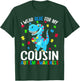 I Wear Blue For My Cousin Autism Awareness Dinosaur T-Shirt - T-Shirt | Forest
