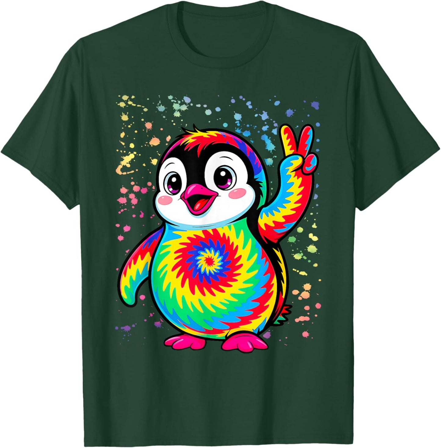 Tie-Dye Penguin Hippie Peace Sign T-Shirt - T-Shirt | Forest