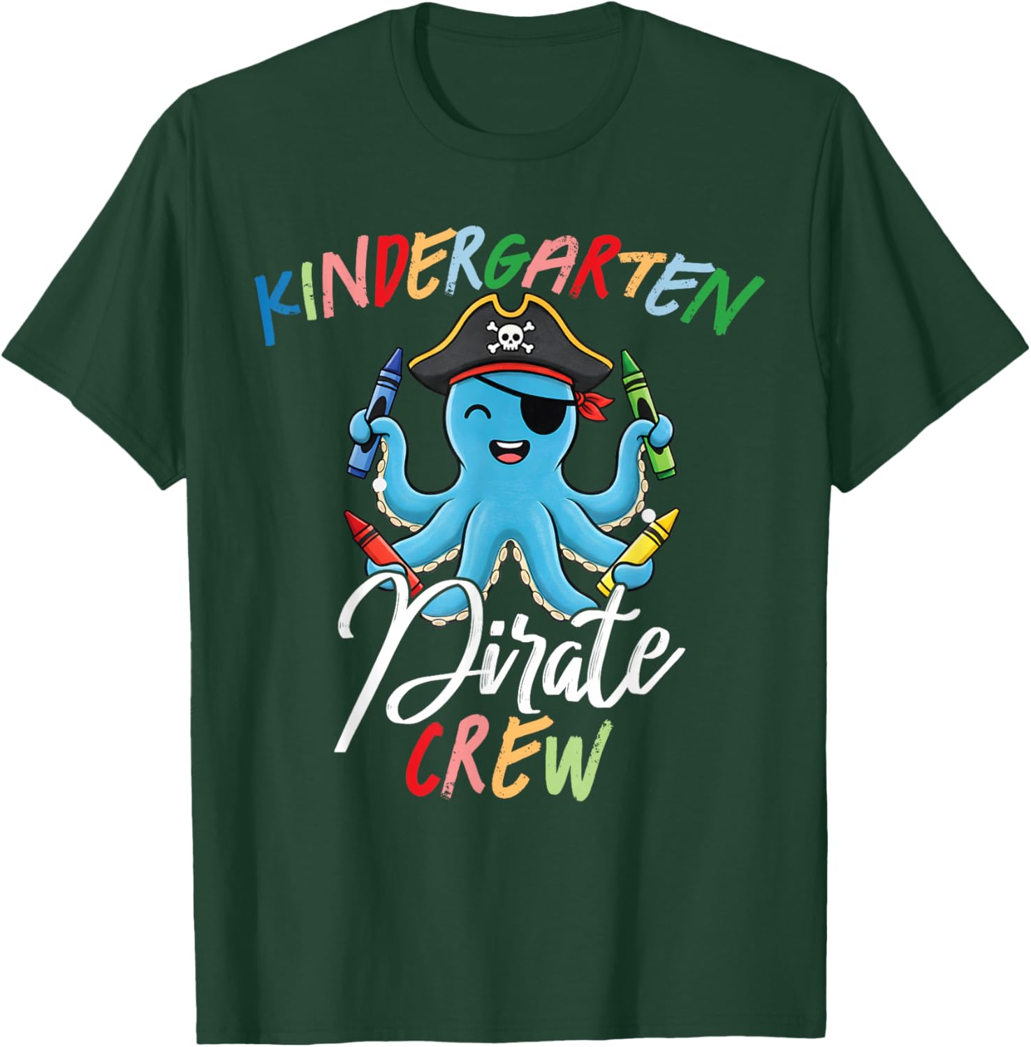 Funny Kindergarten Teacher Student Octopus Pirate Crew Squad T-Shirt - T-Shirt | Forest