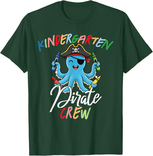 Funny Kindergarten Teacher Student Octopus Pirate Crew Squad T-Shirt - T-Shirt | Forest