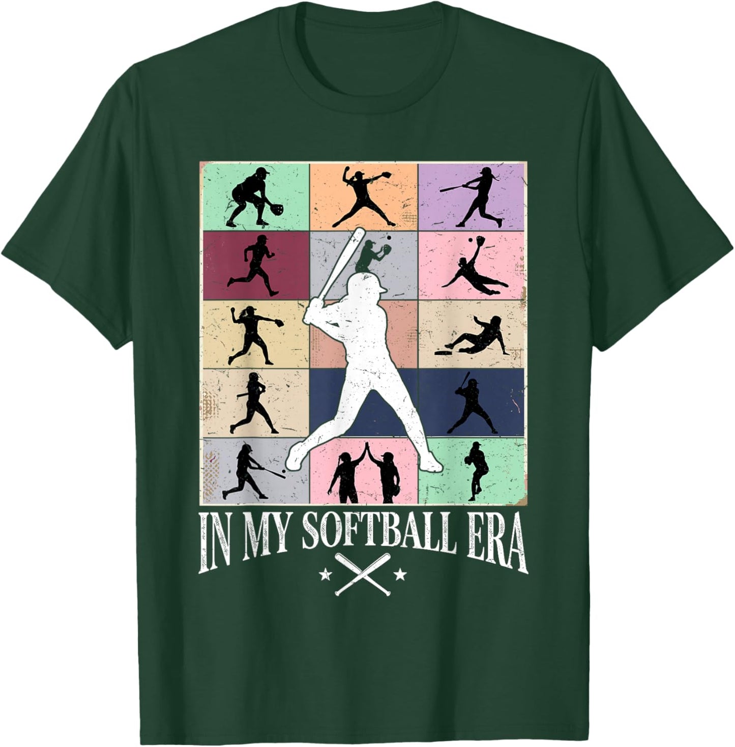 in My Softball Era Girls Game Day Graphic Catcher Pitcher T-Shirt - T-Shirt | Forest