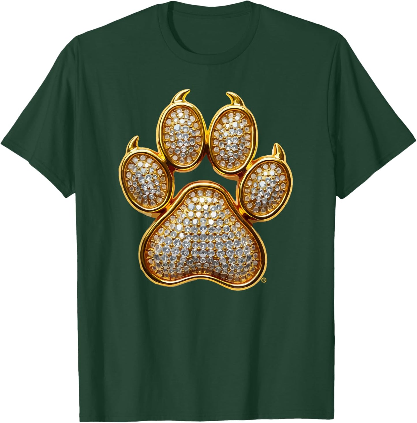 Dog Mom, Dog Dad, Gold Dog Paw, Great Bling Dog Lover Gift T-Shirt - T-Shirt | Forest