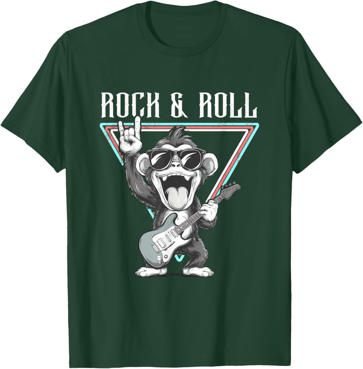 Rock & Roll Monkey Guitar Funny T-Shirt - T-Shirt | Forest
